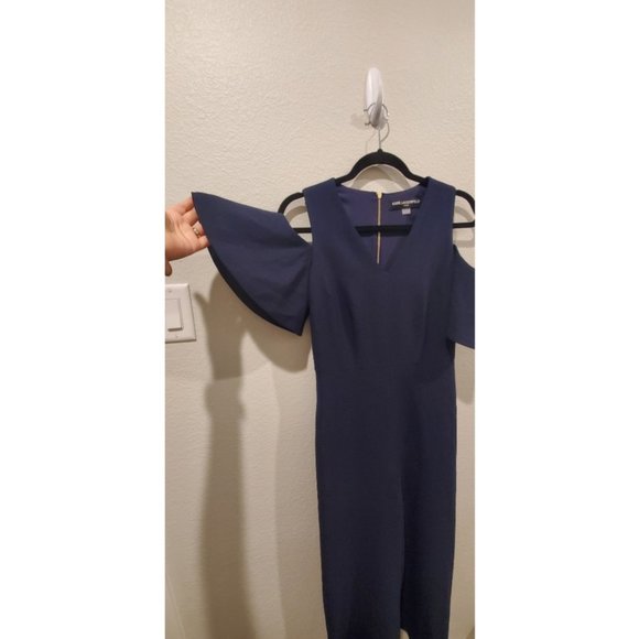 KARL LAGERFELD Cold Shoulder Jumpsuit  Navy Blue - Picture 3 of 6